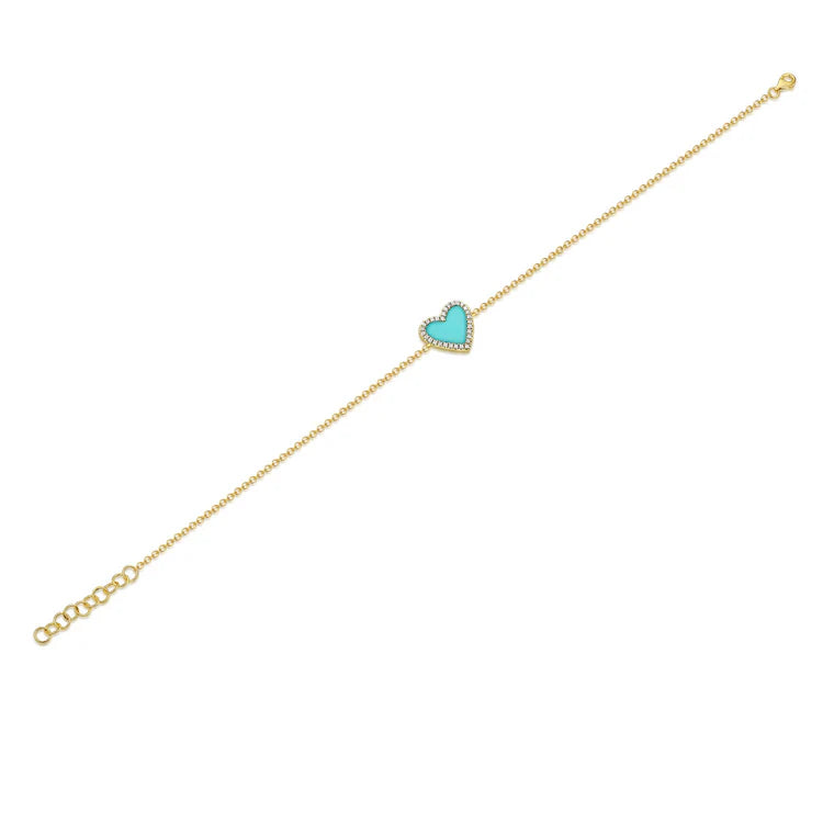 Cleone Diamond & Turquoise Heart Bracelet