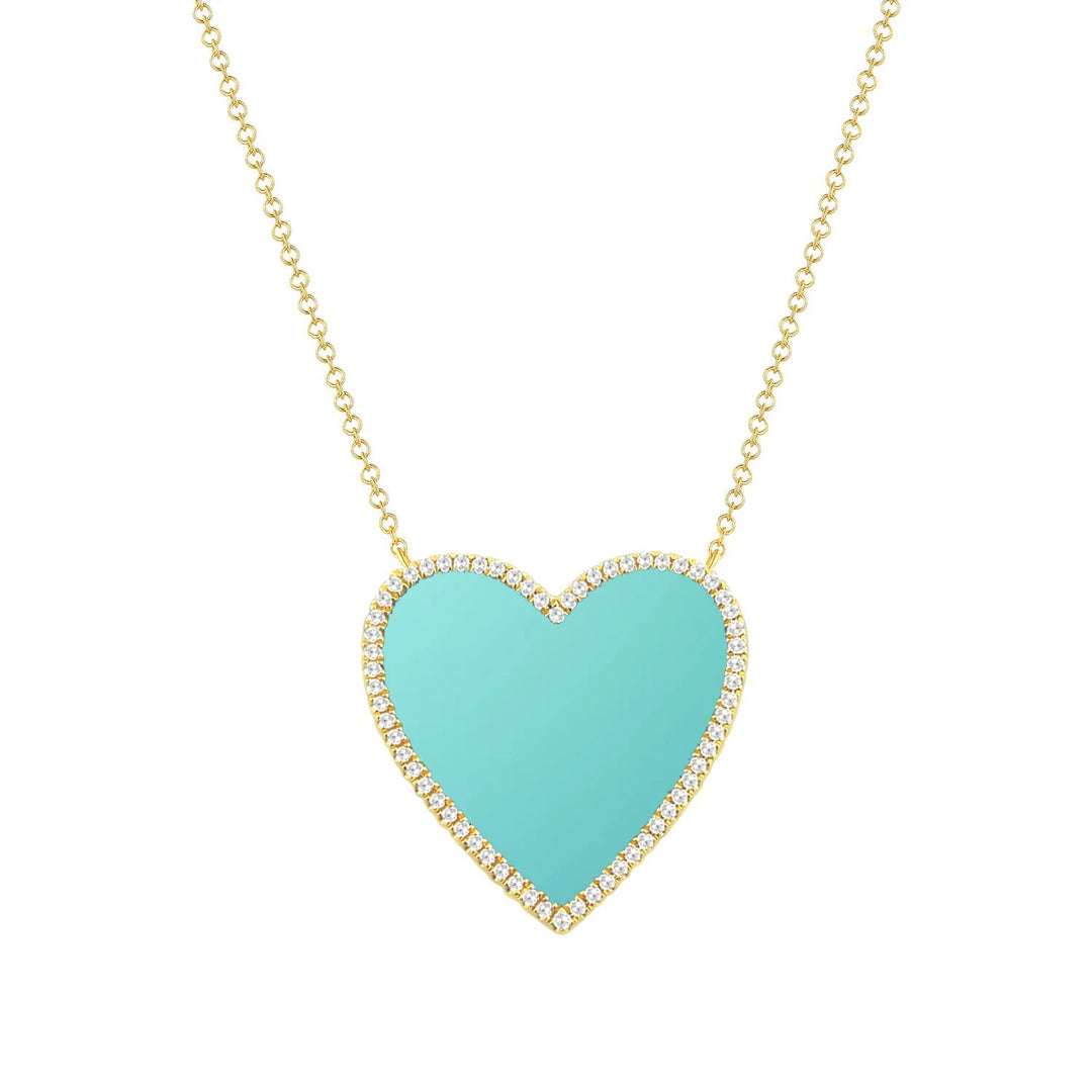 Cleone Diamond & Turquoise Heart Necklace