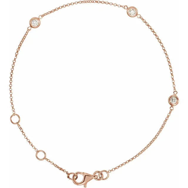 Diamond Station Bracelet - Rose Gold