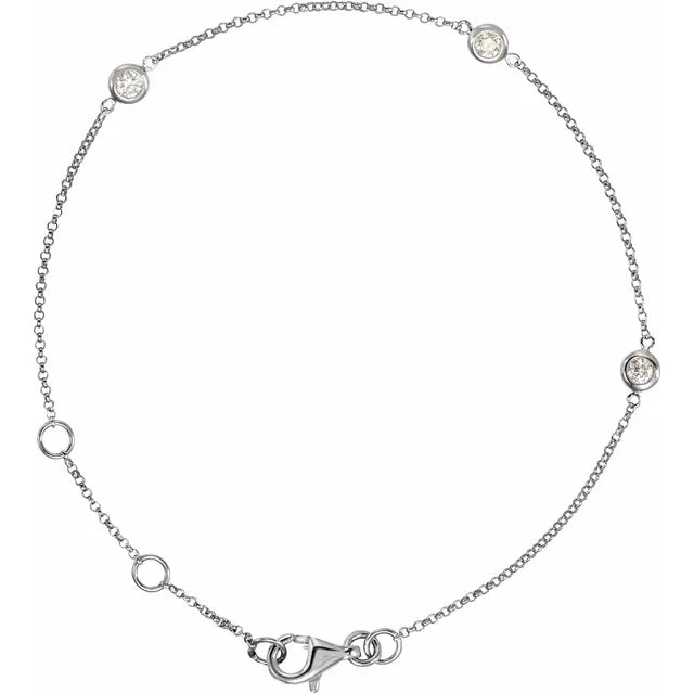 Diamond Station Bracelet - White Gold