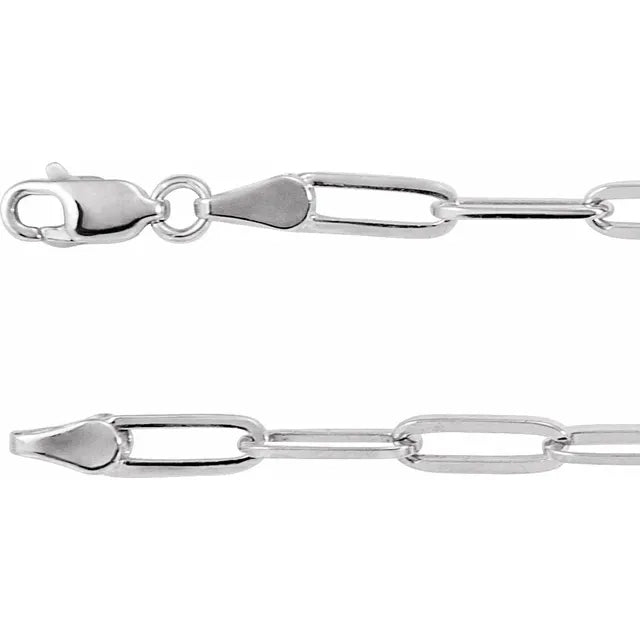 Elongated Link Bracelet - White Gold - clasp view