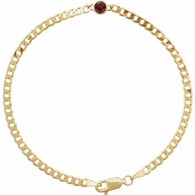 Garnet Cuban Link Bracelet