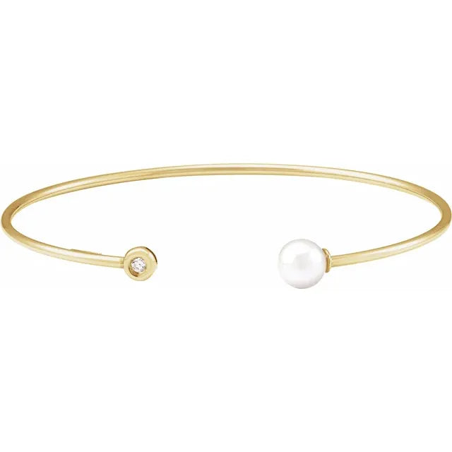 Pearl & Diamond Cuff Bracelet