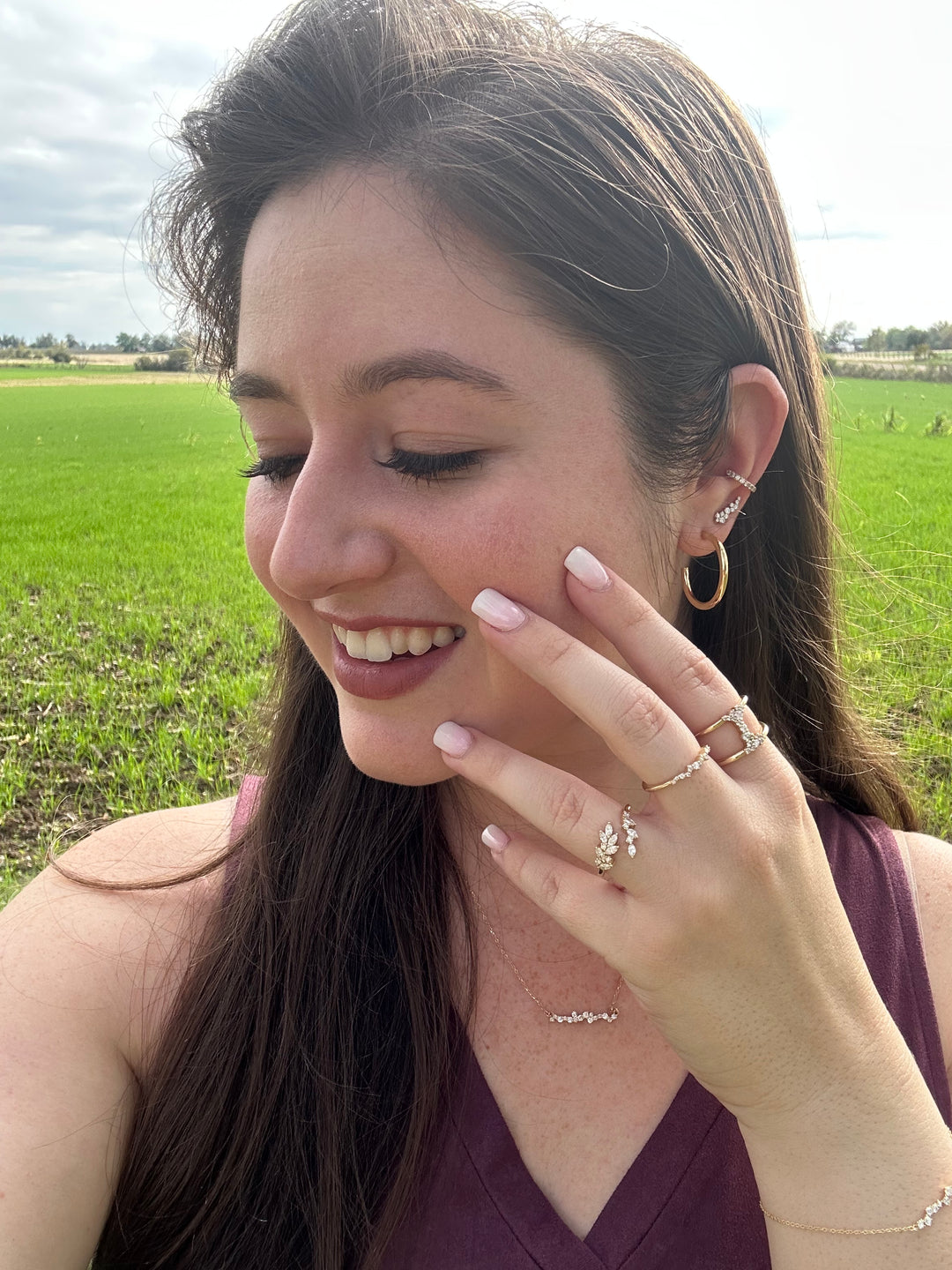 Scattered Diamond Climber Earrings