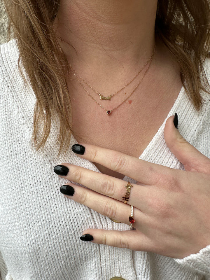 Garnet Heart Necklace