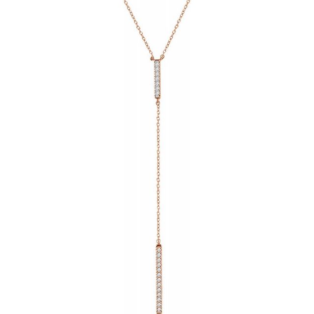 Diamond Lariat Bar Necklace - Rose Gold
