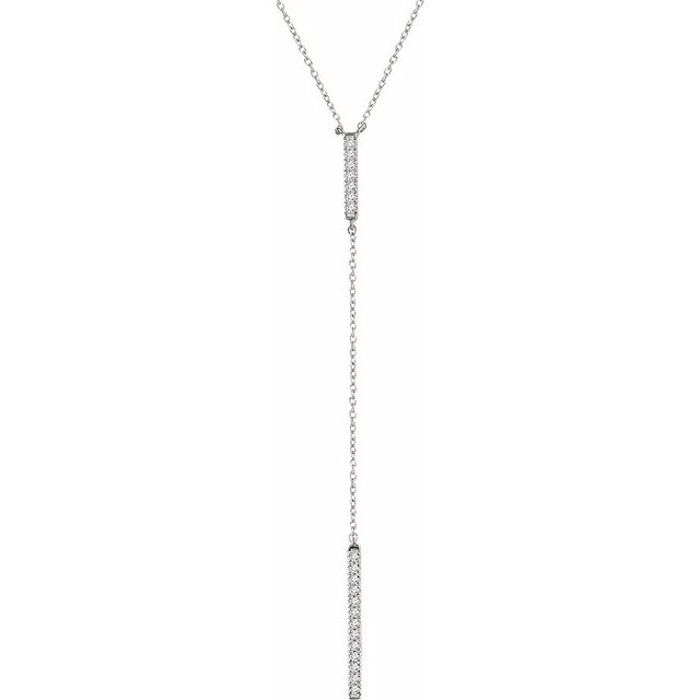 Diamond Lariat Bar Necklace - White Gold