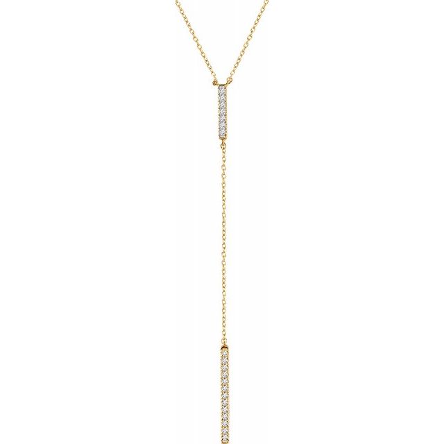 Diamond Lariat Bar Necklace - Yellow Gold