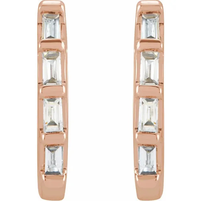Baguette Diamond Huggie Earrings
