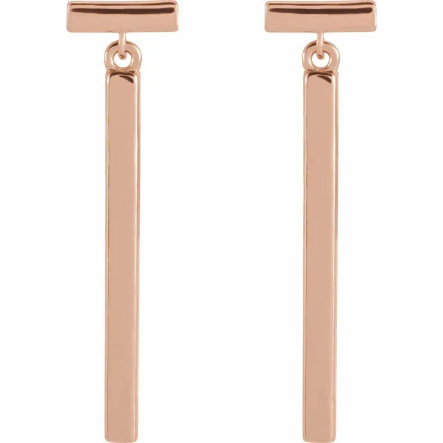 Dangle Bar Earrings - Rose Gold - Front view