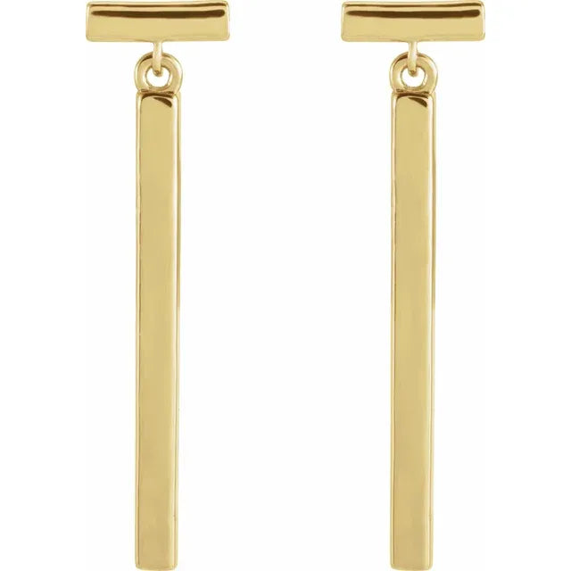 Dangle Bar Earrings - Yellow Gold - Front view