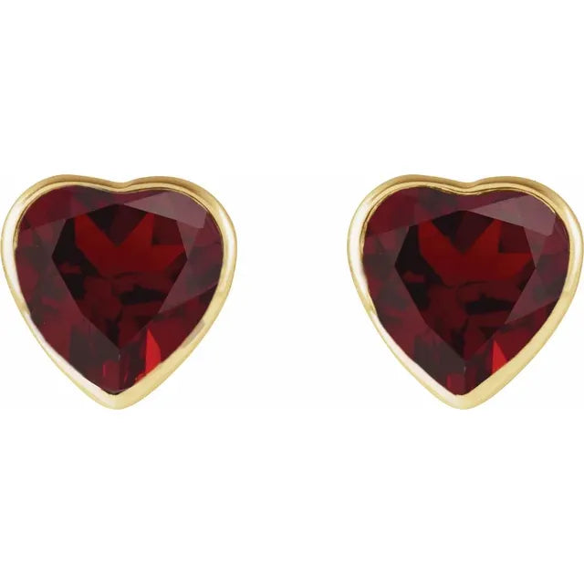 Garnet Heart Earrings