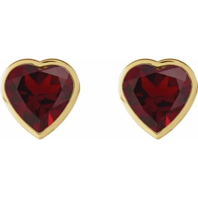 Garnet Heart Earrings