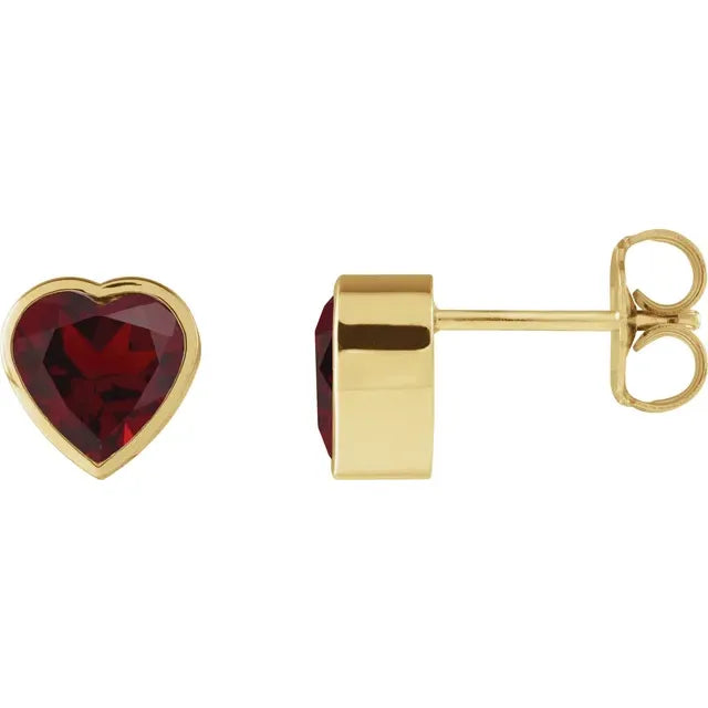 Garnet Heart Earrings