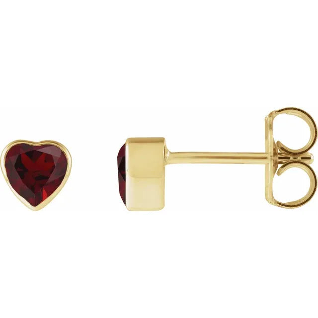 Garnet Heart Earrings