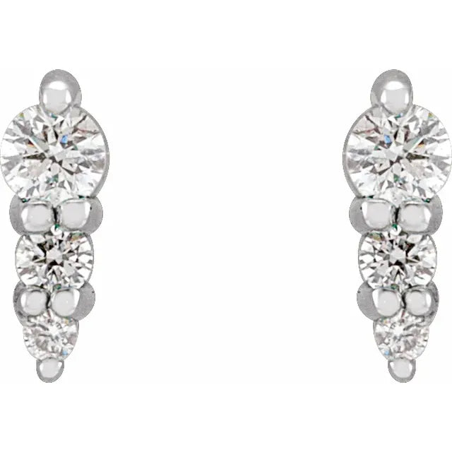 Graduated Diamond Earrings - White Gold - front view
