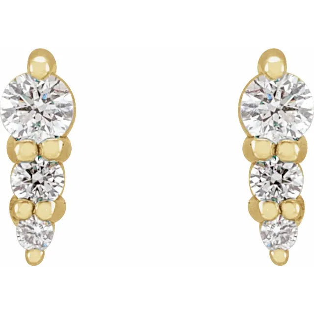 Graduated Diamond Earrings - Yellow Gold - front view