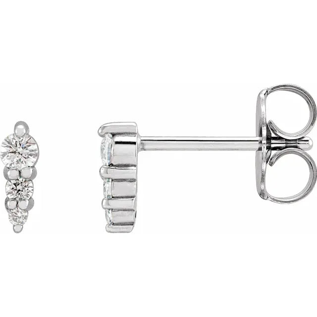 Graduated Diamond Earrings - White Gold - side view