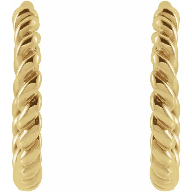 Rope Hoop Earrings - Yellow Gold - side view