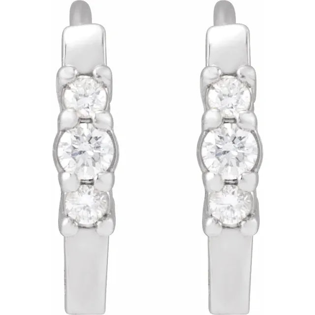 Three-Stone Diamond Huggie Earrings