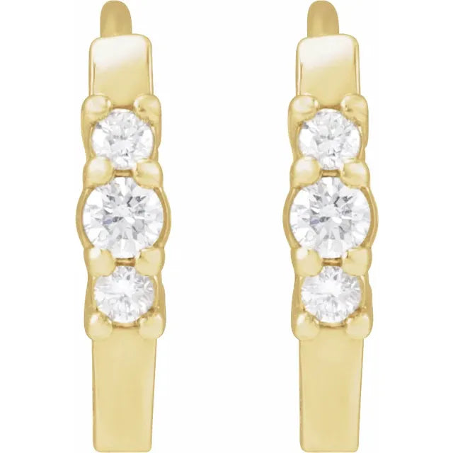 Three-Stone Diamond Huggie Earrings