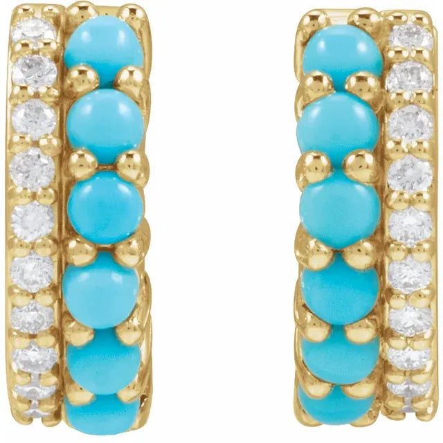 Marisa Split Turquoise & Diamond Huggie Earrings