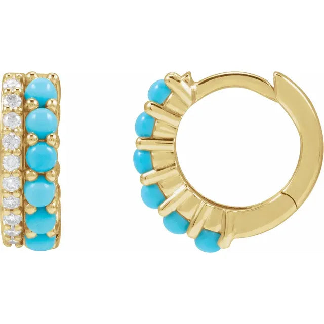 Marisa Split Turquoise & Diamond Huggie Earrings