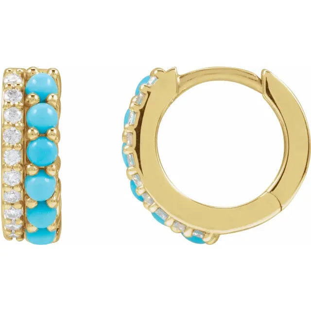 Marisa Split Turquoise & Diamond Huggie Earrings