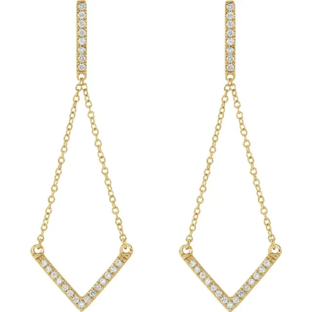Diamond Bar Drop & Chain Earrings
