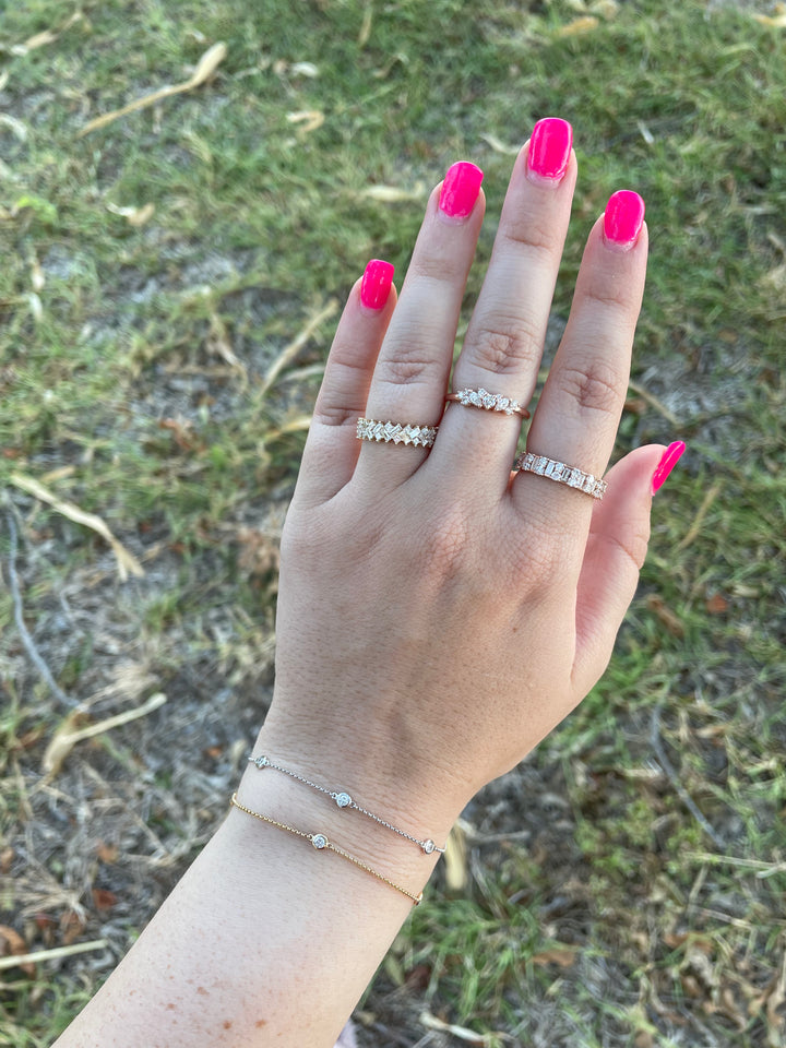 Baguette & Princess Diamond Herringbone Ring