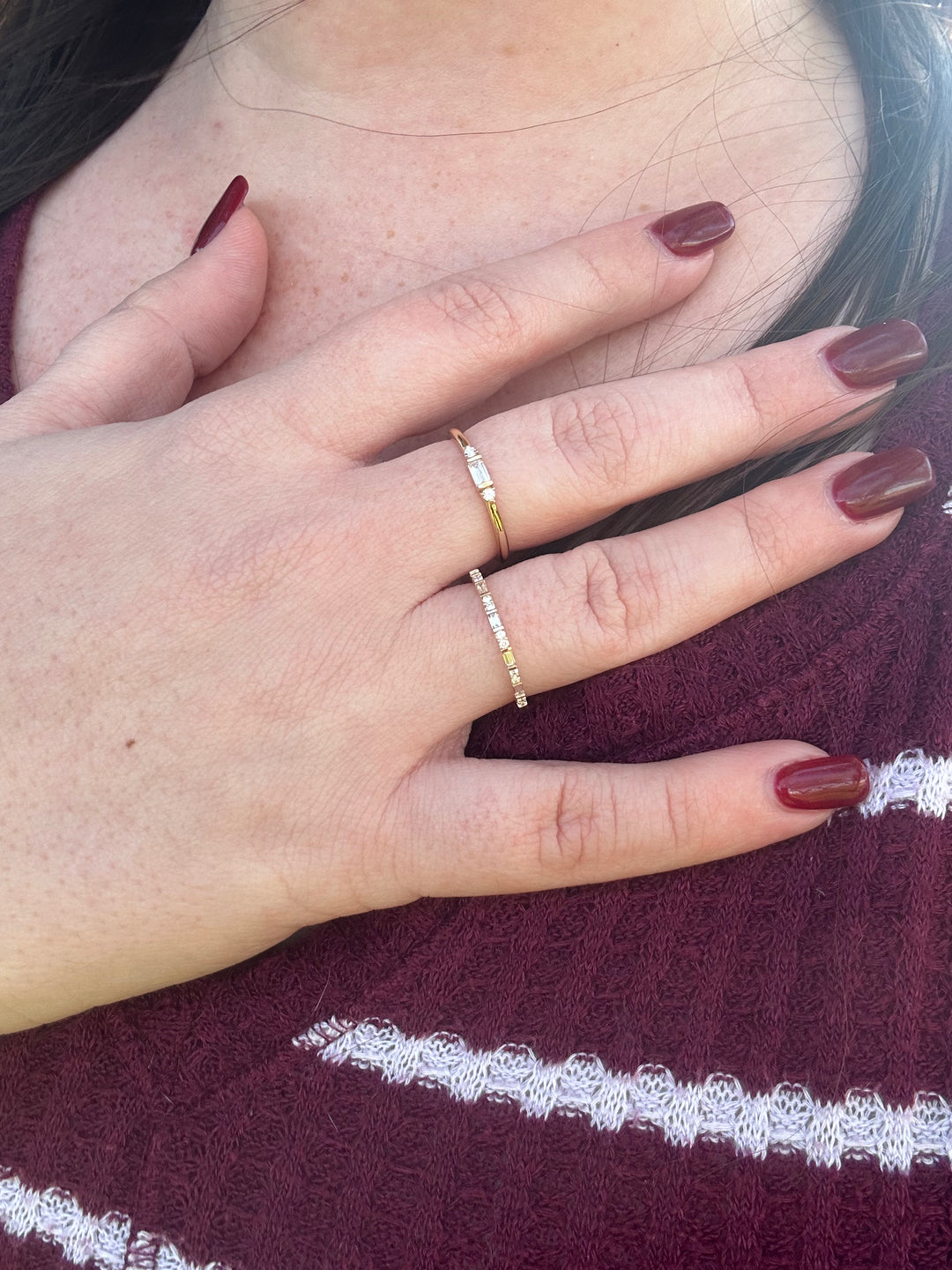 Baguette & Round Diamond Trio Ring