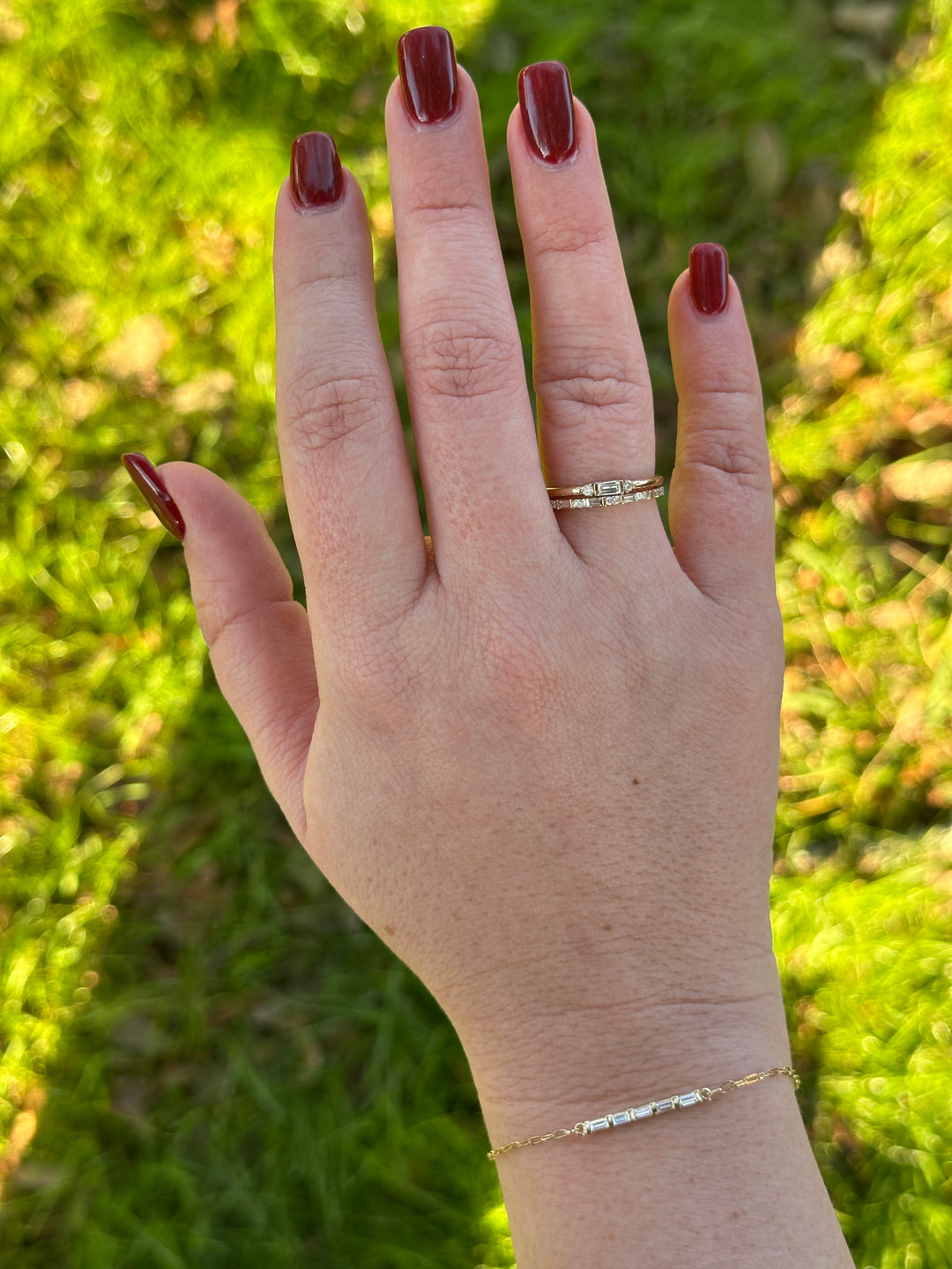 Baguette & Round Diamond Trio Ring