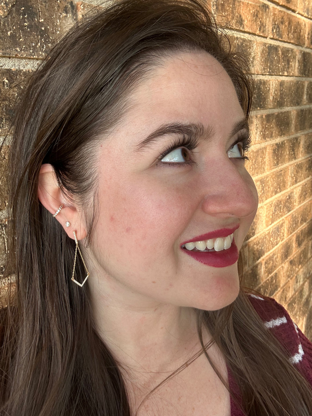 Diamond Bar Drop & Chain Earrings