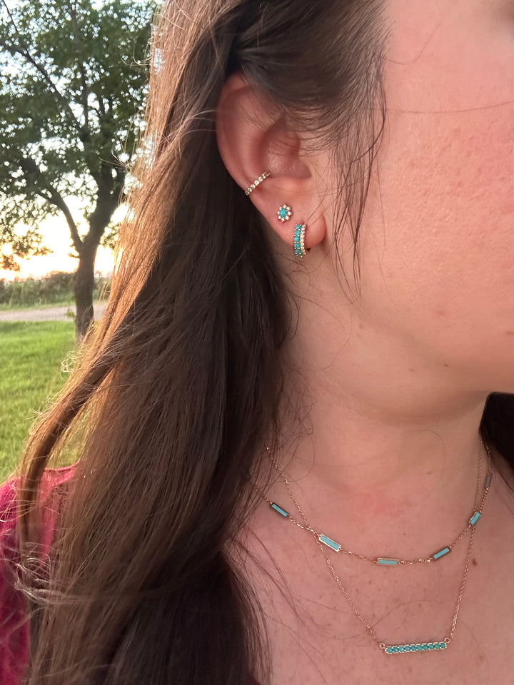 Marisa Split Turquoise & Diamond Huggie Earrings