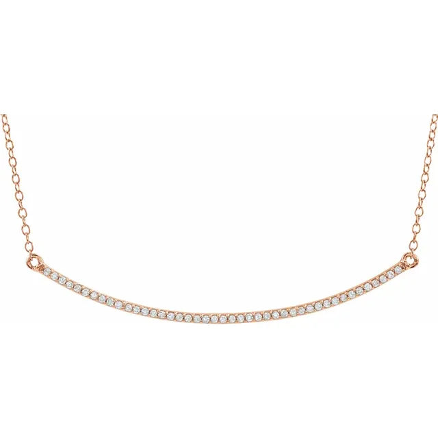 Curved Diamond Bar Necklace - Rose Gold