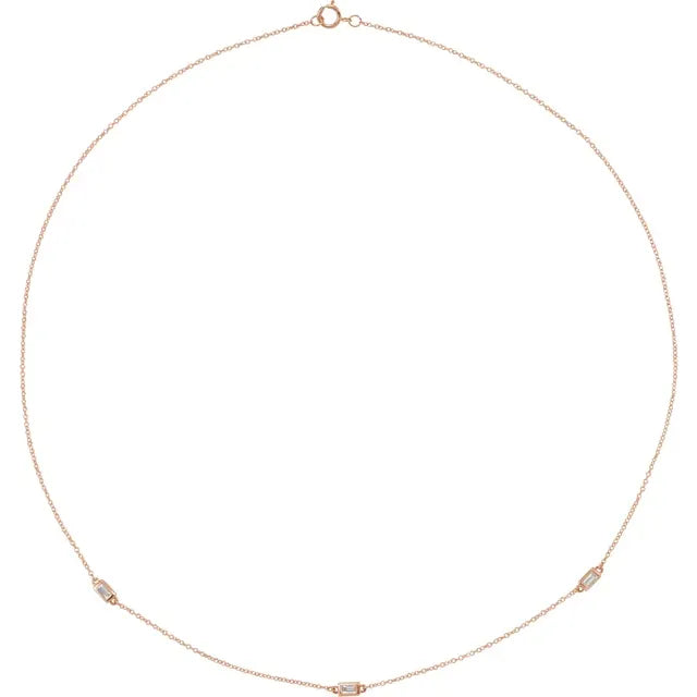 Baguette Diamond Station Necklace