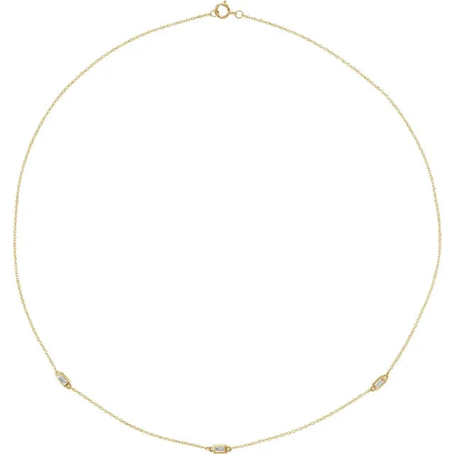 Baguette Diamond Station Necklace