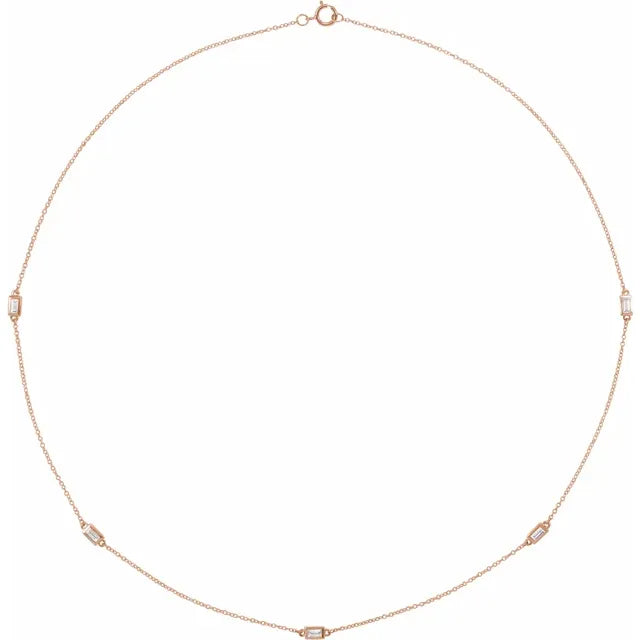 Baguette Diamond Station Necklace