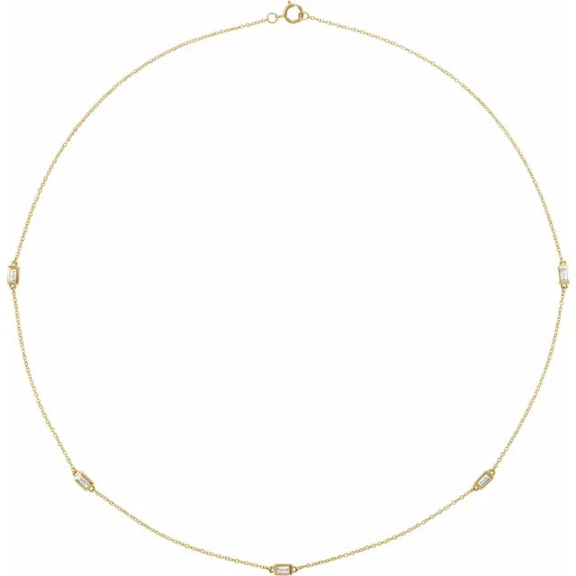 Baguette Diamond Station Necklace