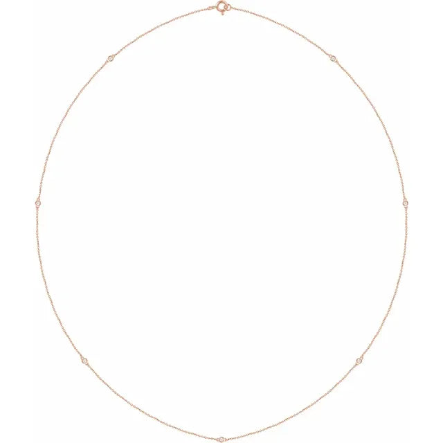 Round Diamond Station Long Necklace