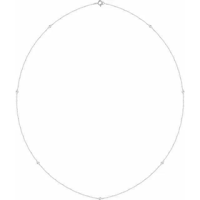 Round Diamond Station Long Necklace