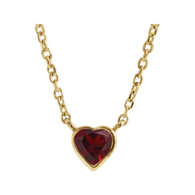 Garnet Heart Necklace