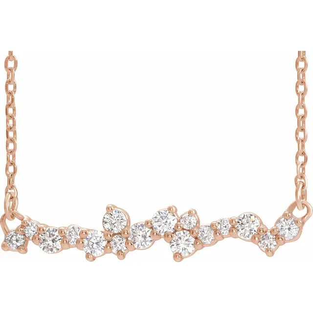 Scattered Diamond Necklace - Rose Gold