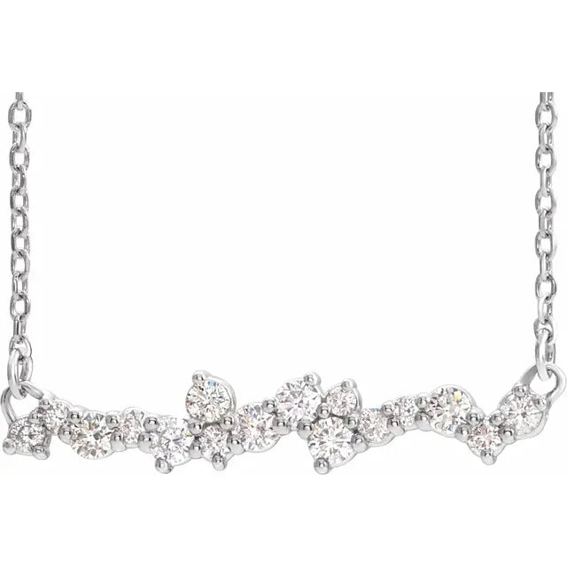 Scattered Diamond Necklace - White Gold