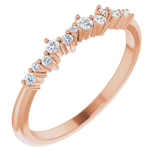 Scattered Diamond Ring - Rose Gold - angled view