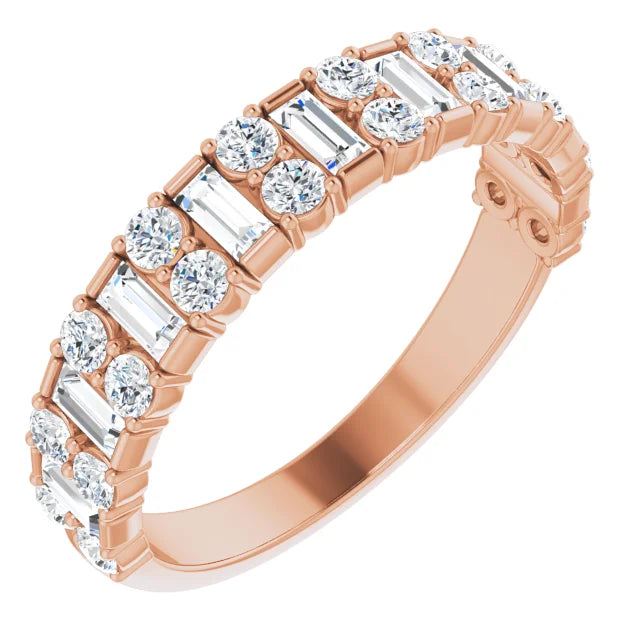 Alternating Baguette & Round Diamond Ring