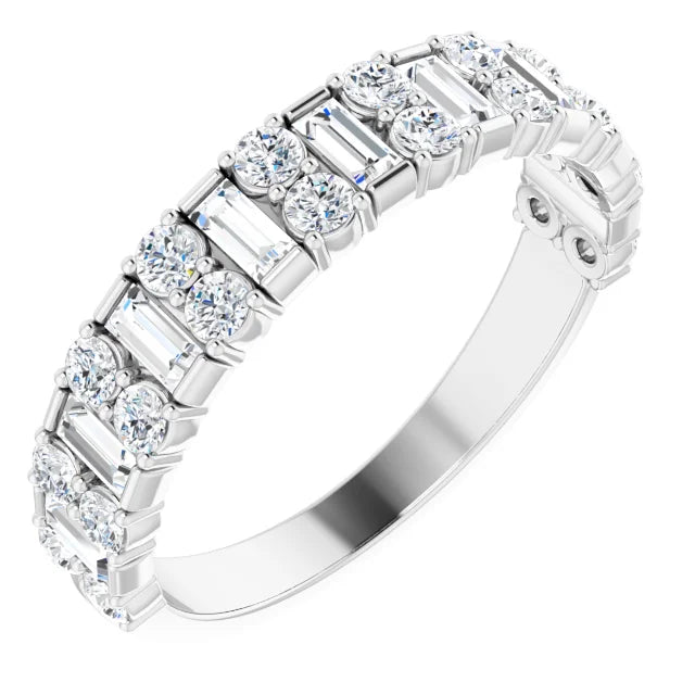 Alternating Baguette & Round Diamond Ring