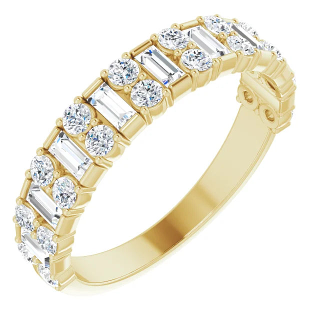 Alternating Baguette & Round Diamond Ring