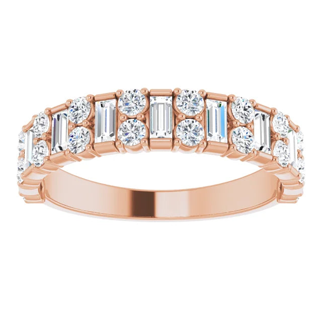 Alternating Baguette & Round Diamond Ring