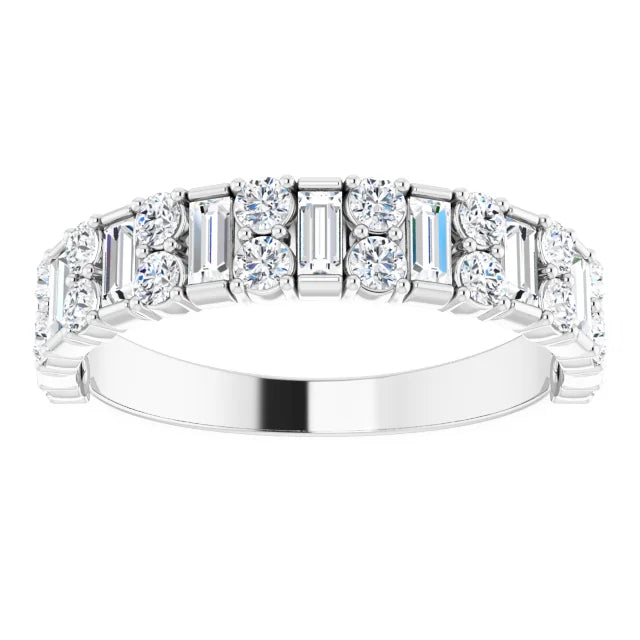 Alternating Baguette & Round Diamond Ring